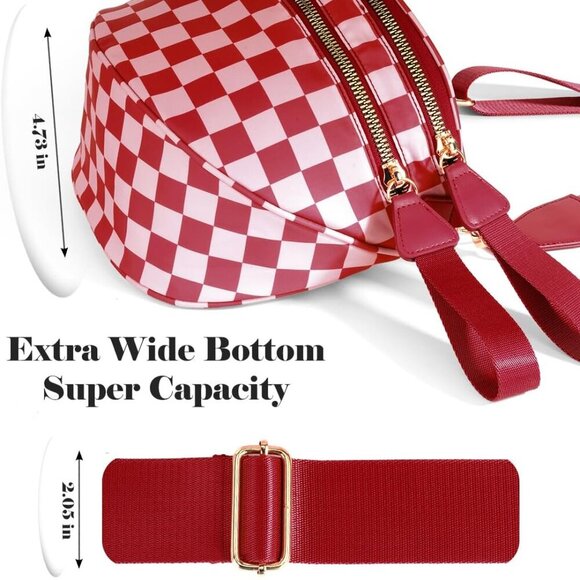 Black and White Checkered Crossbody Bag Bum Bag for Women,Spacious Checkered Pur - Picture 5 of 6